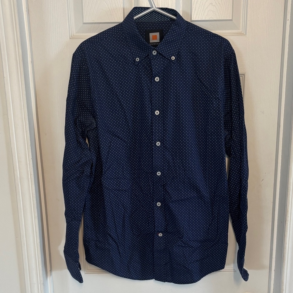 Men's Navy Blue Button-Down Shirt from Theory 100% cotton​